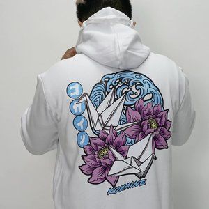 Kokaine Origami Graphic Print Sweatshirt Hoodie Men's Small Front Pocket NWT